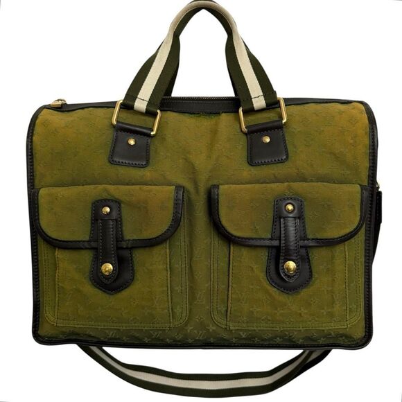 Louis Vuitton Unisex Large Monogram Canvas Mary Kate Tote Bag Green Khaki Travel - Picture 3 of 15